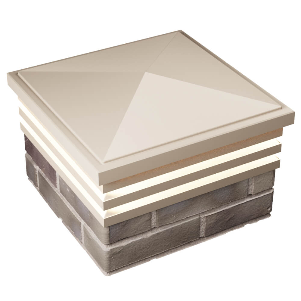 Колпак Zking Бона ХайТек Бежевый на столб 1.5х1.5 кирпича (385х385мм) с подсветкой в Саранске фото