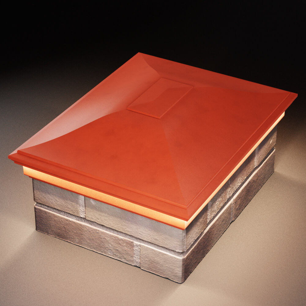 Колпак Zking Монблан Красный на столб 2х1.5 кирпича (515х385мм) c подсветкой в Саранске фото