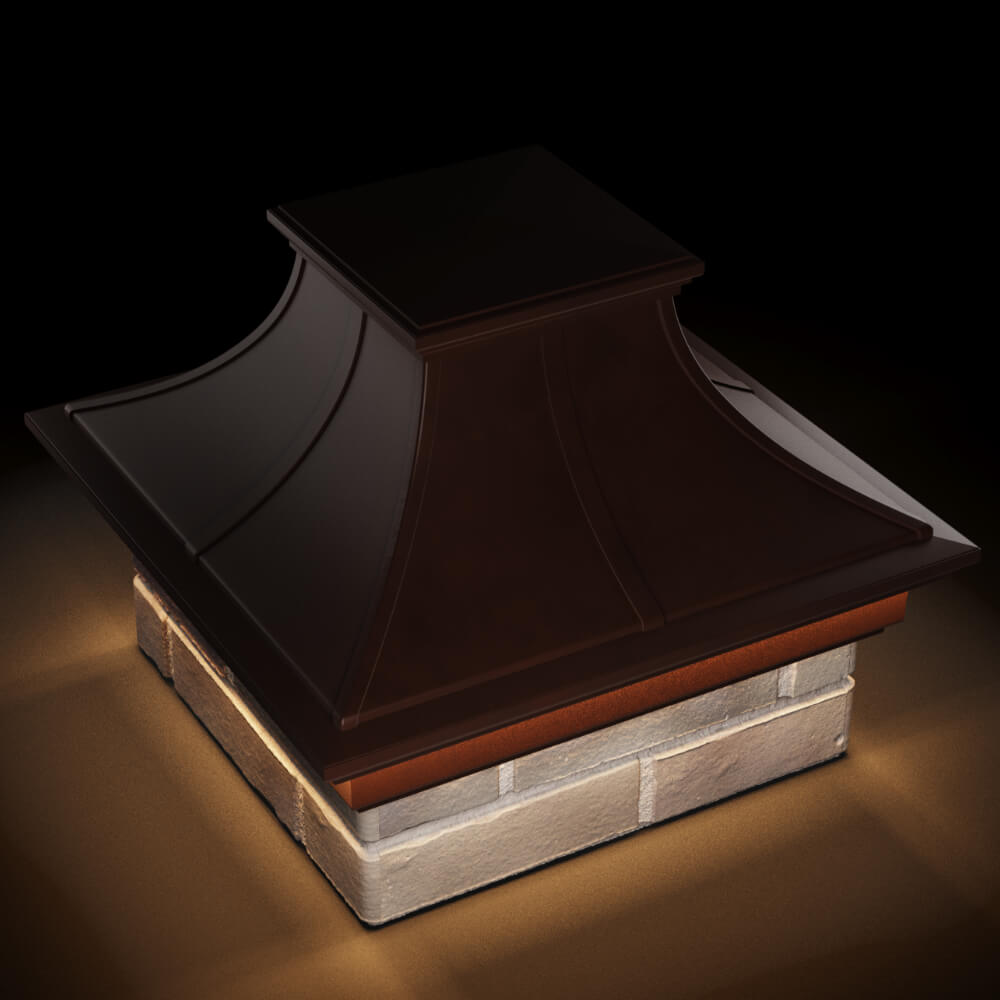 Колпак Zking Монблан Премиум Коричневый на столб 1.5х1.5 кирпича (385х385мм) с подсветкой в Саранске фото