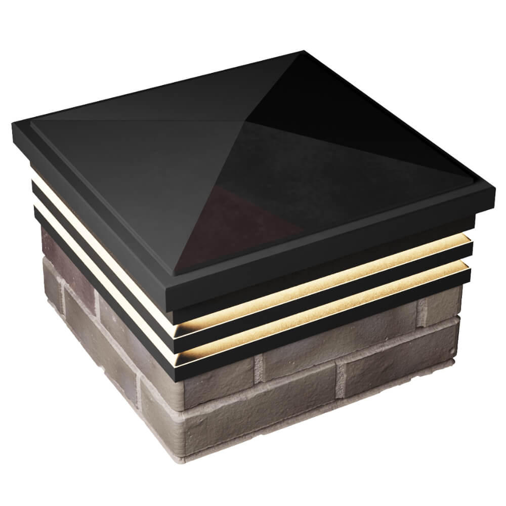 Колпак Zking Бона ХайТек Черный на столб 1.5х1.5 кирпича (385х385мм) с подсветкой в Саранске фото