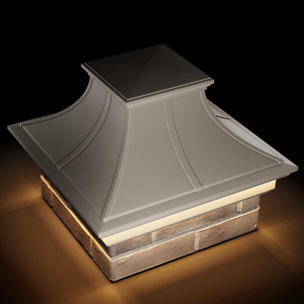 Колпак Zking Монблан Премиум Бежевый на столб 1.5х1.5 кирпича (385х385мм) с подсветкой в Саранске фото