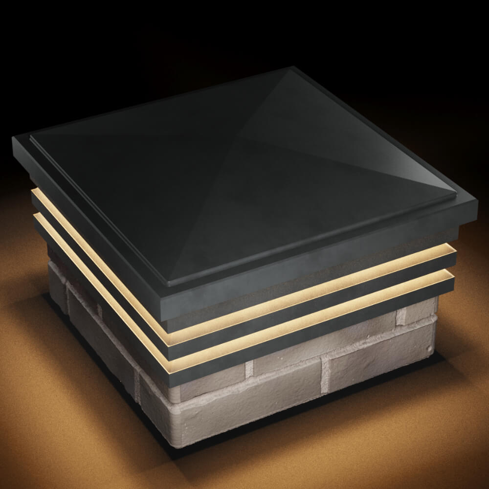 Колпак Zking Бона ХайТек Серый на столб 1.5х1.5 кирпича (385х385мм) с подсветкой в Саранске фото