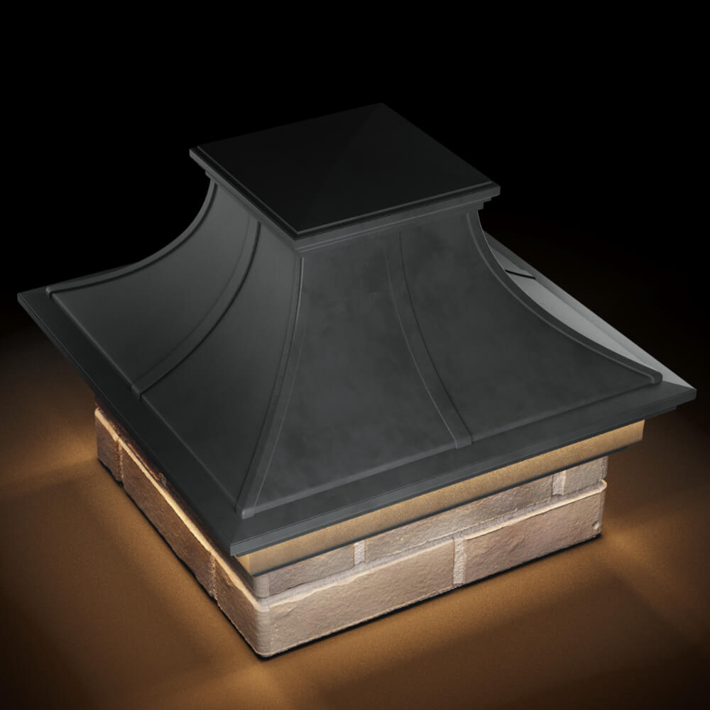 Колпак Zking Монблан Премиум Серый на столб 1.5х1.5 кирпича (385х385мм) с подсветкой в Саранске фото