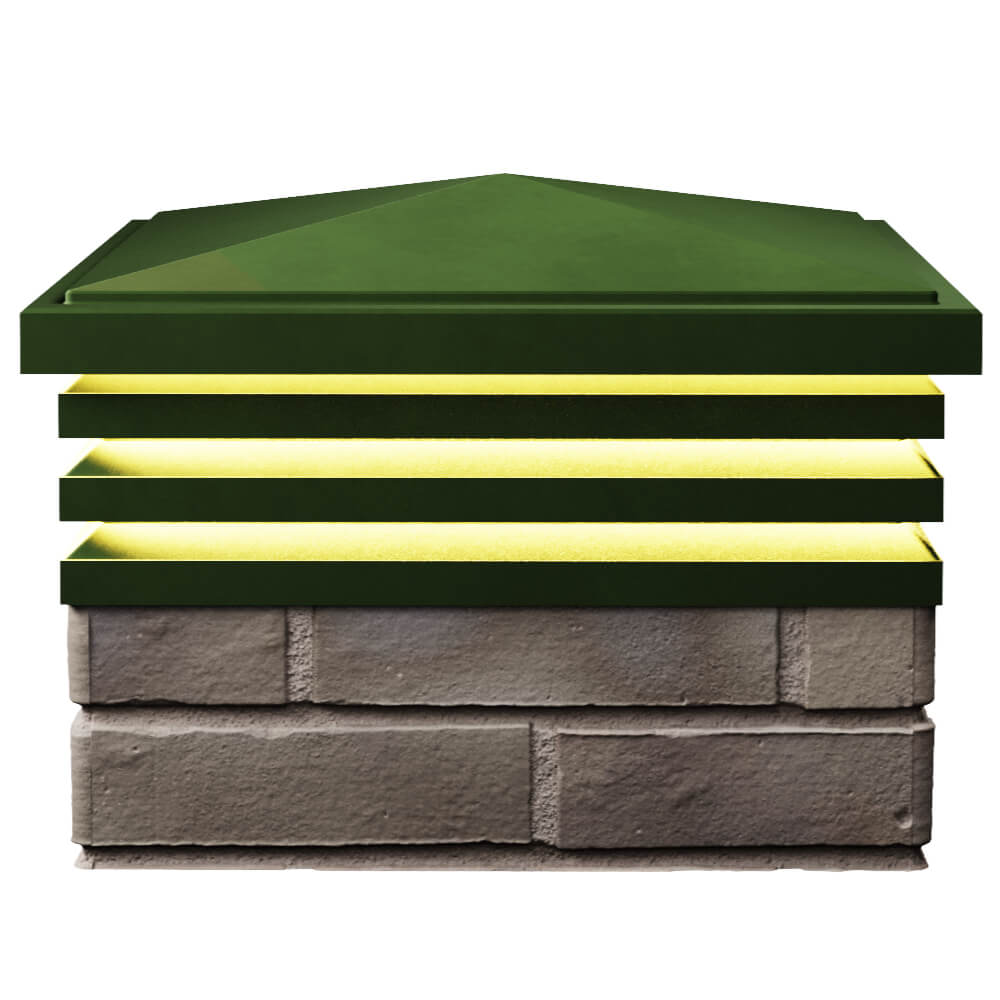 Колпак Zking Бона ХайТек Зеленый на столб 1.5х1.5 кирпича (385х385мм) с подсветкой в Саранске фото