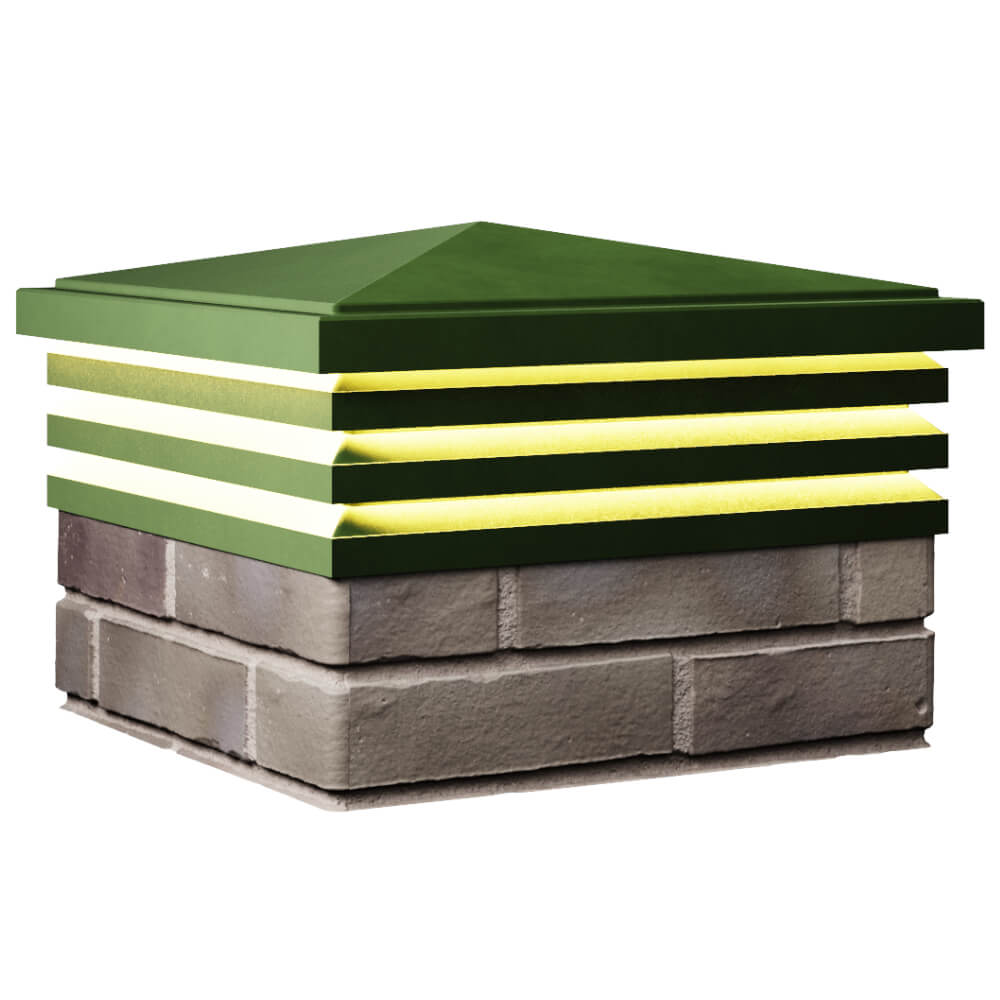 Колпак Zking Бона ХайТек Зеленый на столб 1.5х1.5 кирпича (385х385мм) с подсветкой в Саранске фото