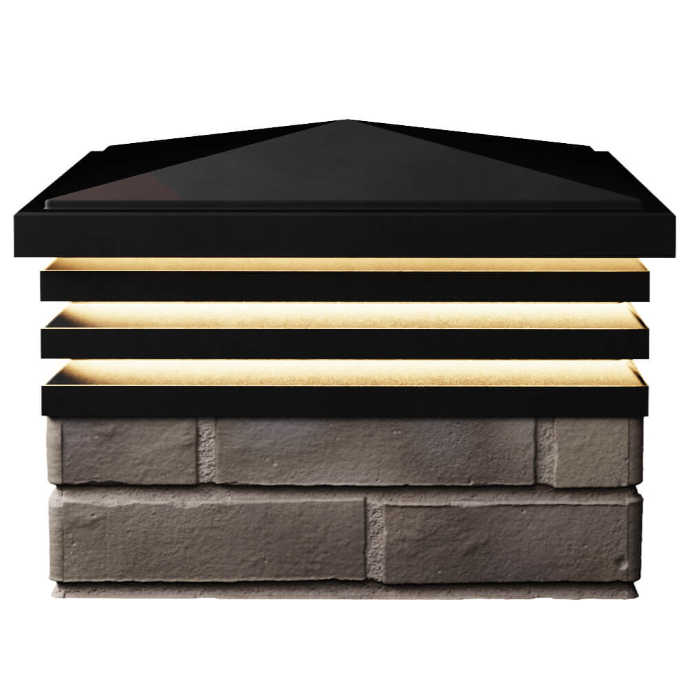 Колпак Zking Бона ХайТек Черный на столб 1.5х1.5 кирпича (385х385мм) с подсветкой в Саранске фото