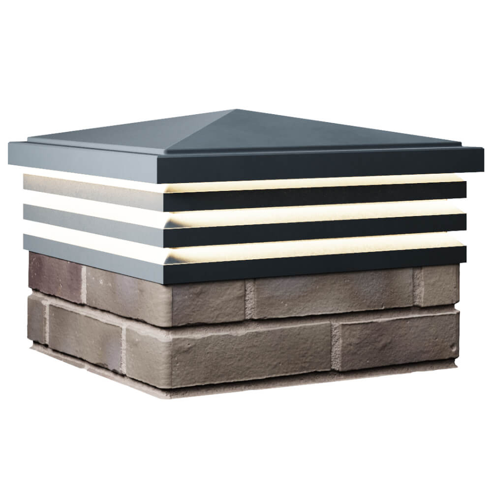 Колпак Zking Бона ХайТек Серый на столб 1.5х1.5 кирпича (385х385мм) с подсветкой в Саранске фото