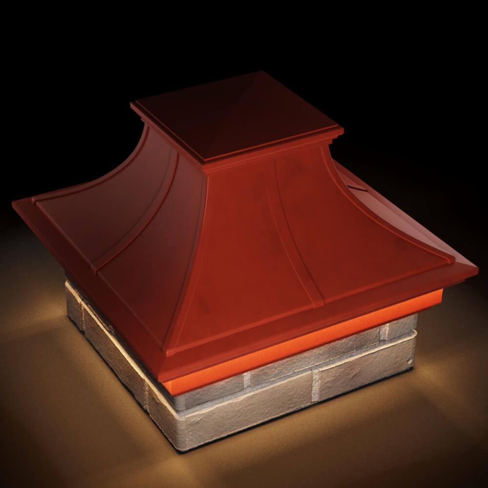 Колпак Zking Монблан Премиум Красный на столб 1.5х1.5 кирпича (385х385мм) с подсветкой в Саранске фото