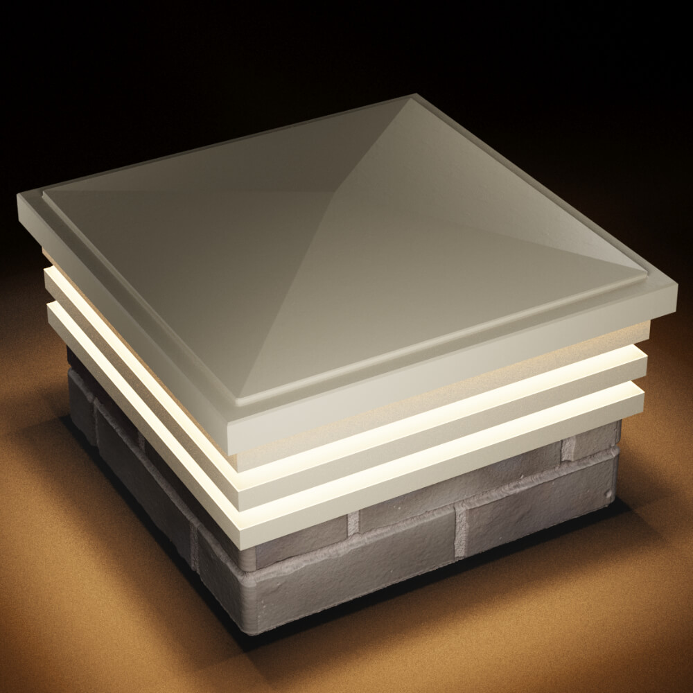 Колпак Zking Бона ХайТек Бежевый на столб 1.5х1.5 кирпича (385х385мм) с подсветкой в Саранске фото