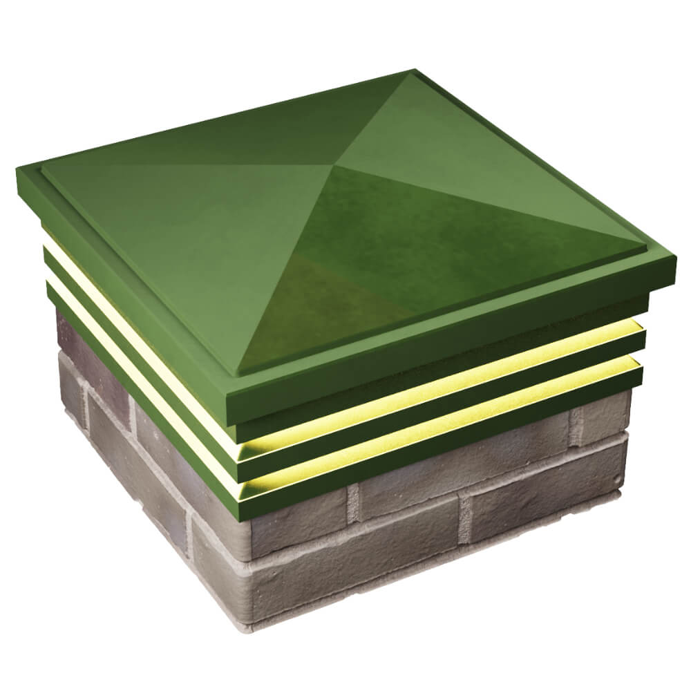 Колпак Zking Бона ХайТек Зеленый на столб 1.5х1.5 кирпича (385х385мм) с подсветкой в Саранске фото