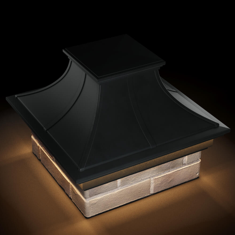 Колпак Zking Монблан Премиум Черный на столб 1.5х1.5 кирпича (385х385мм) с подсветкой в Саранске фото