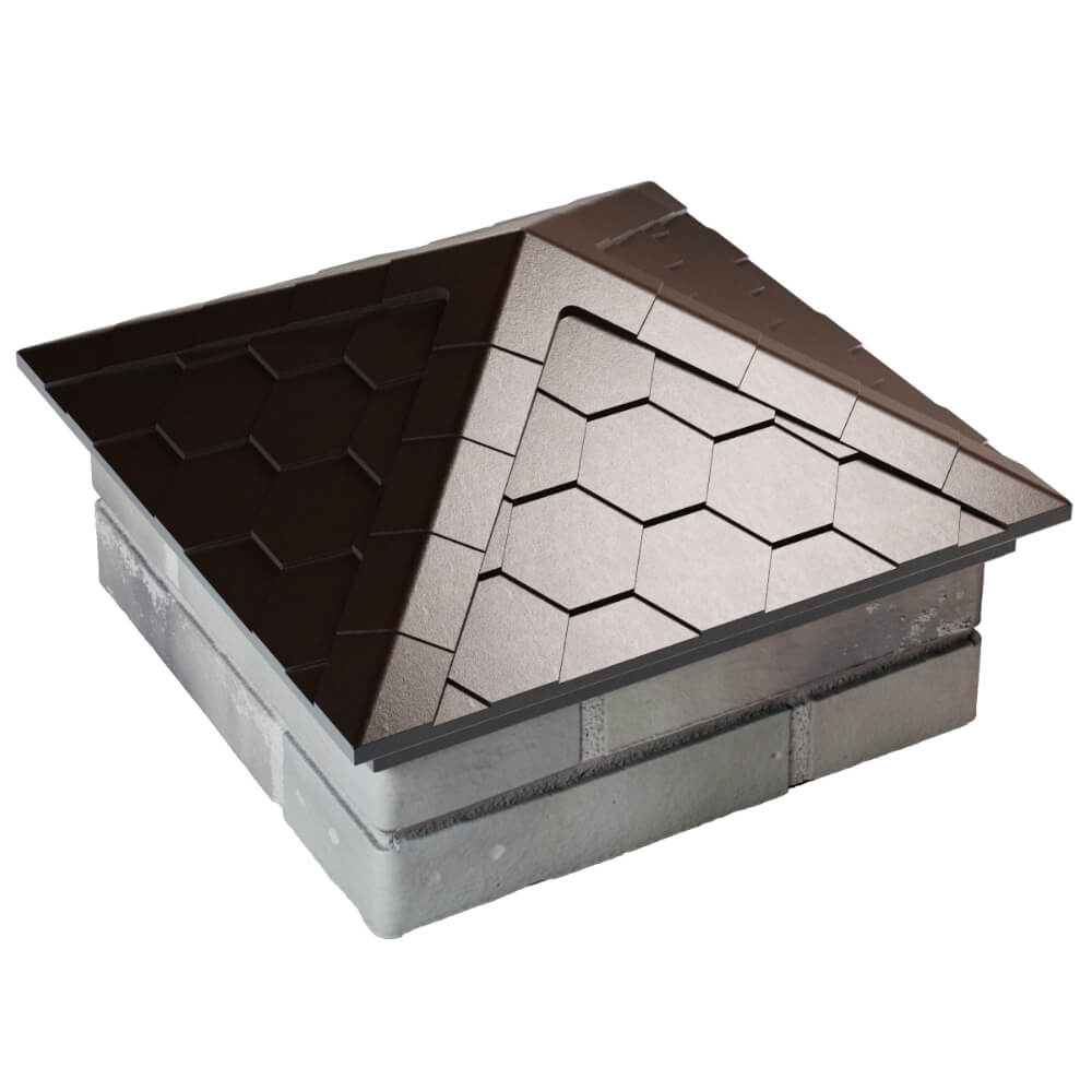 Колпак Zking Эверест Коричневый на столб 1.5х1.5 кирпича (390х390мм) в Саранске фото