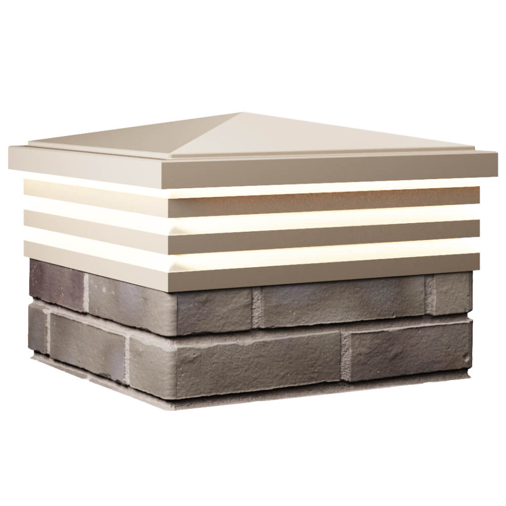 Колпак Zking Бона ХайТек Бежевый на столб 1.5х1.5 кирпича (385х385мм) с подсветкой в Саранске фото