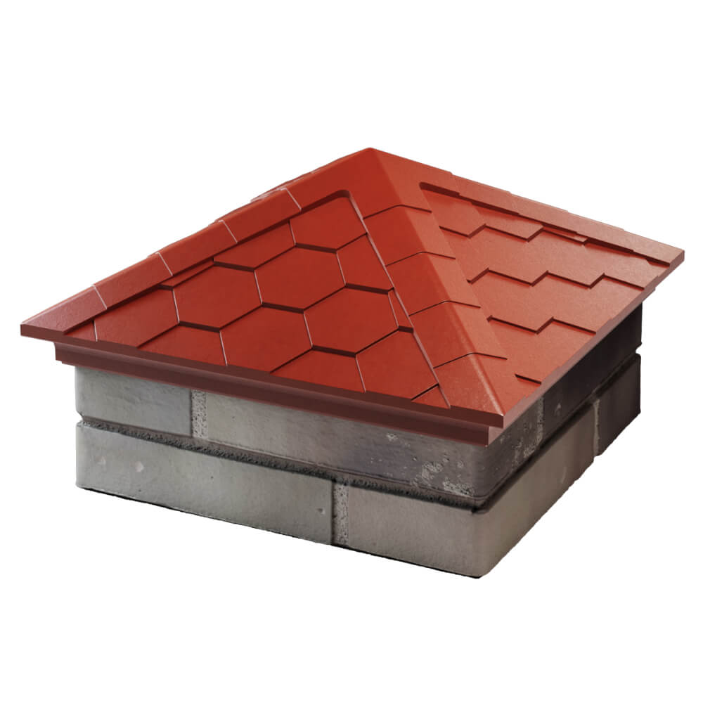 Колпак Zking Эверест Красный на столб 1.5х1.5 кирпича (390х390мм) в Саранске фото