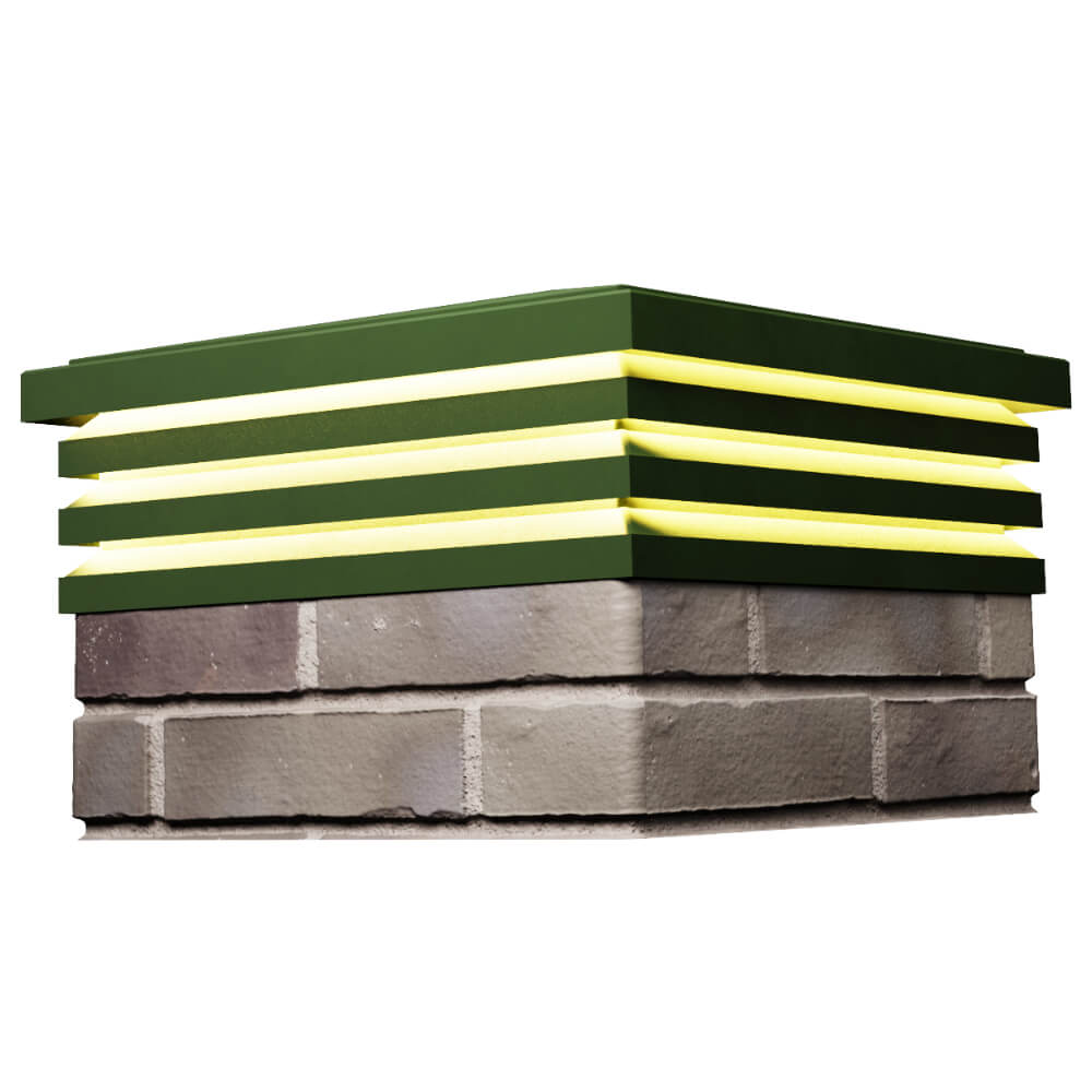 Колпак Zking Бона ХайТек Зеленый на столб 1.5х1.5 кирпича (385х385мм) с подсветкой в Саранске фото