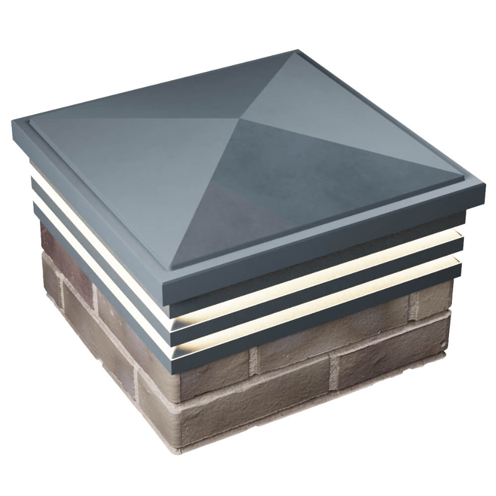 Колпак Zking Бона ХайТек Серый на столб 1.5х1.5 кирпича (385х385мм) с подсветкой в Саранске фото