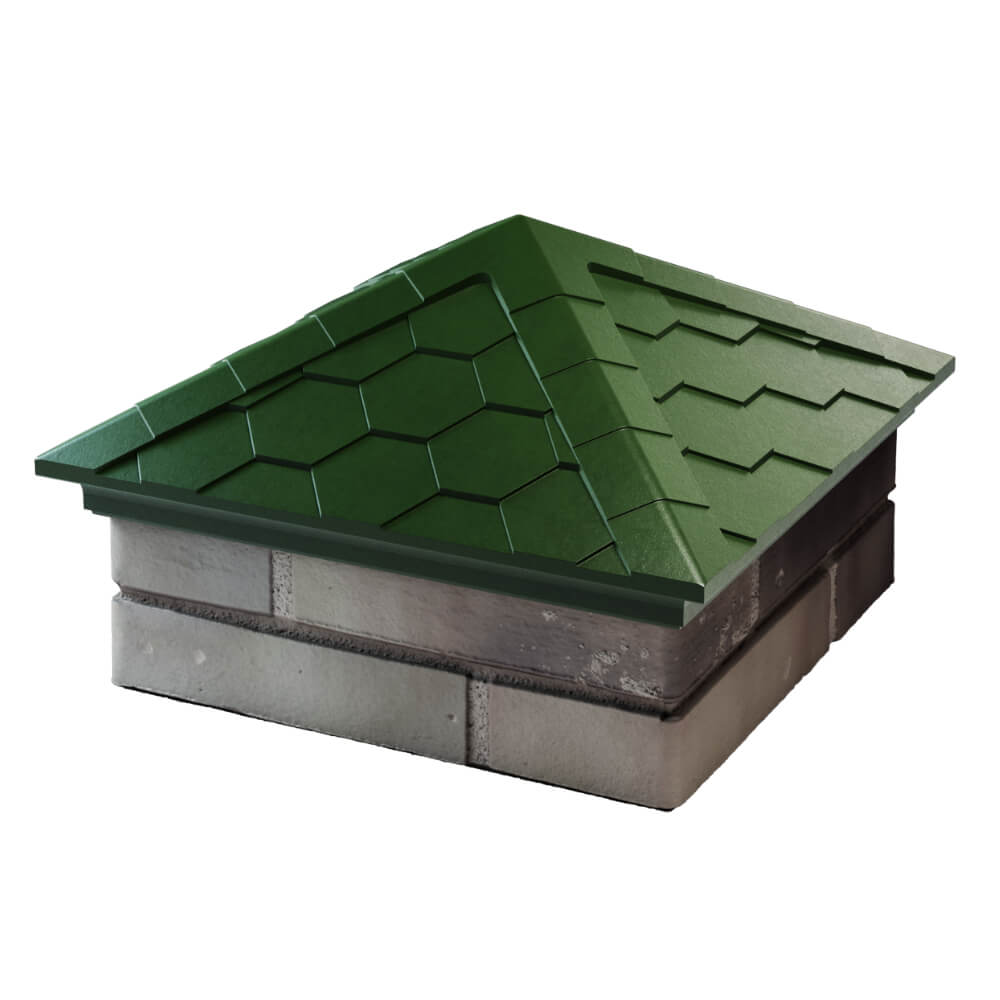 Колпак Zking Эверест Зеленый на столб 1.5х1.5 кирпича (390х390мм) в Саранске фото