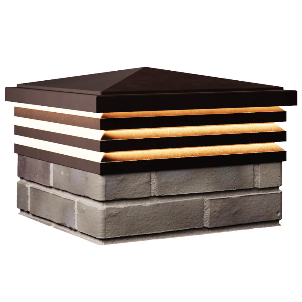 Колпак Zking Бона ХайТек Коричневый на столб 1.5х1.5 кирпича (385х385мм) с подсветкой в Саранске фото