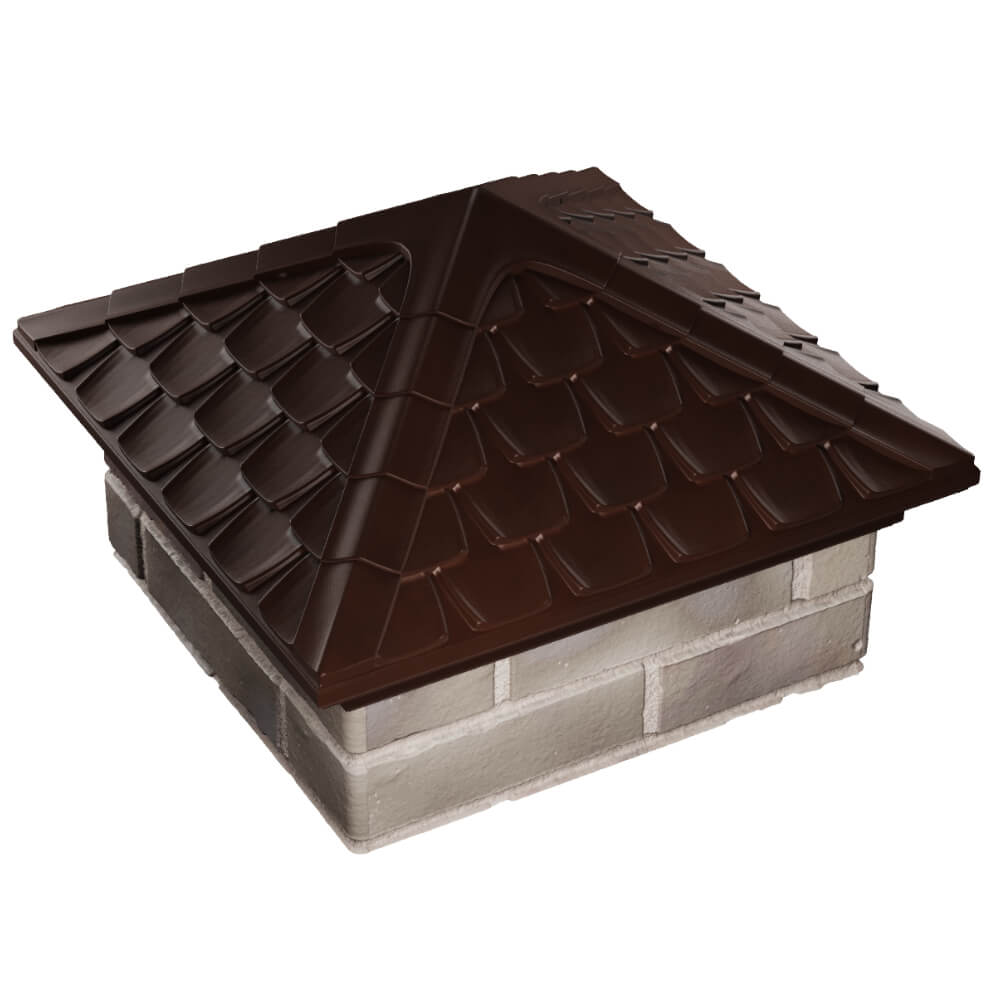 Колпак Zking Эльбрус Коричневый на столб 1.5х1.5 кирпича (385х385мм) в Саранске фото