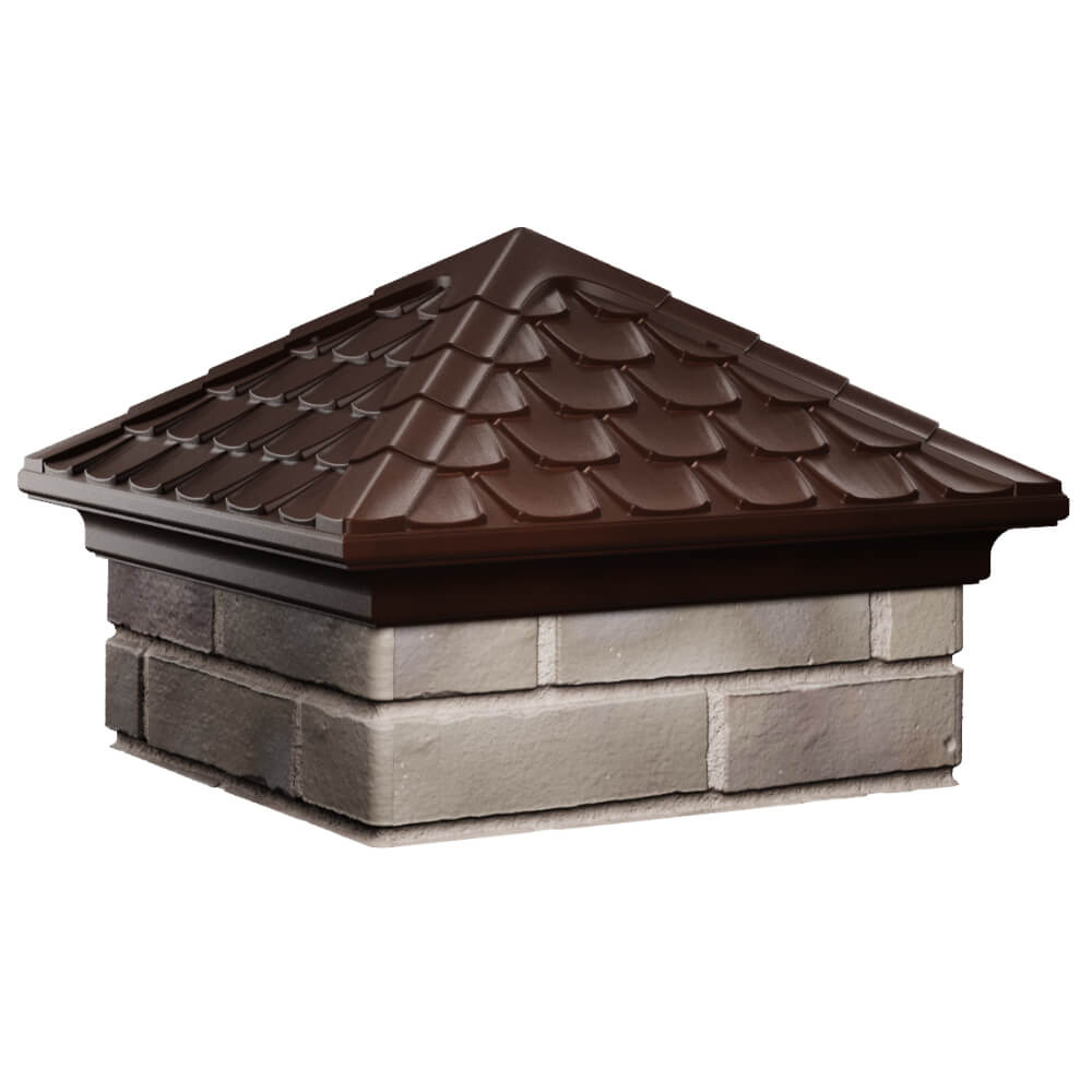 Колпак Zking Эльбрус Коричневый на столб 1.5х1.5 кирпича (385х385мм) в Саранске фото