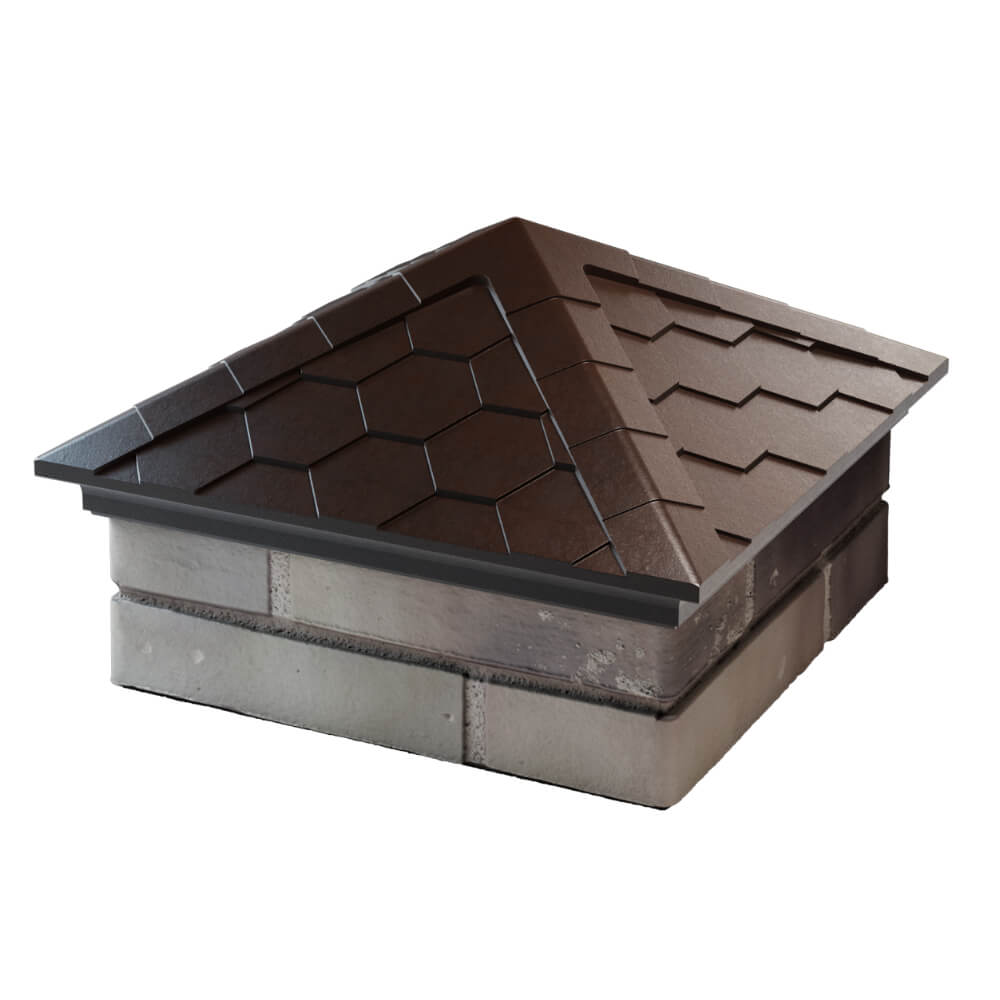 Колпак Zking Эверест Коричневый на столб 1.5х1.5 кирпича (390х390мм) в Саранске фото