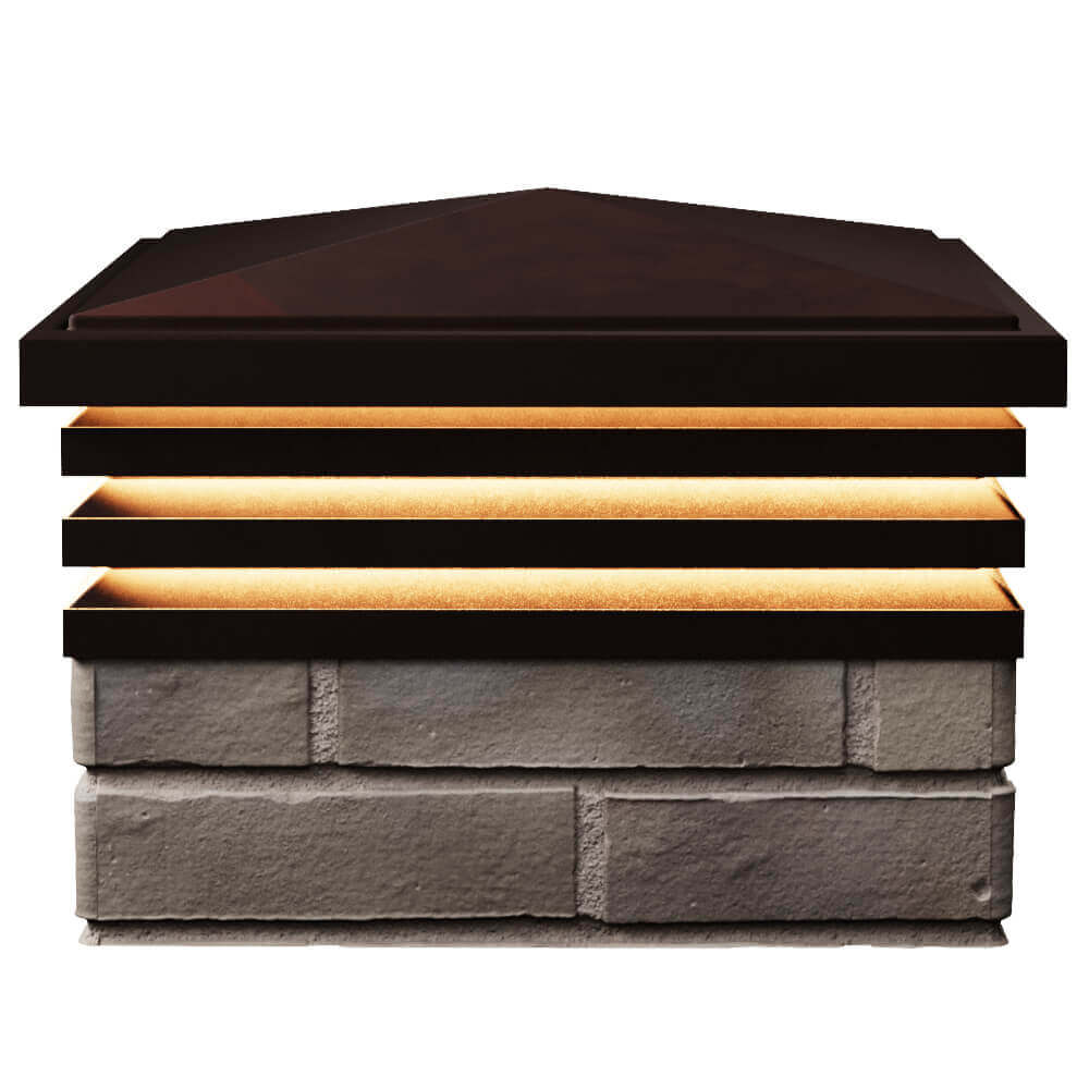 Колпак Zking Бона ХайТек Коричневый на столб 1.5х1.5 кирпича (385х385мм) с подсветкой в Саранске фото